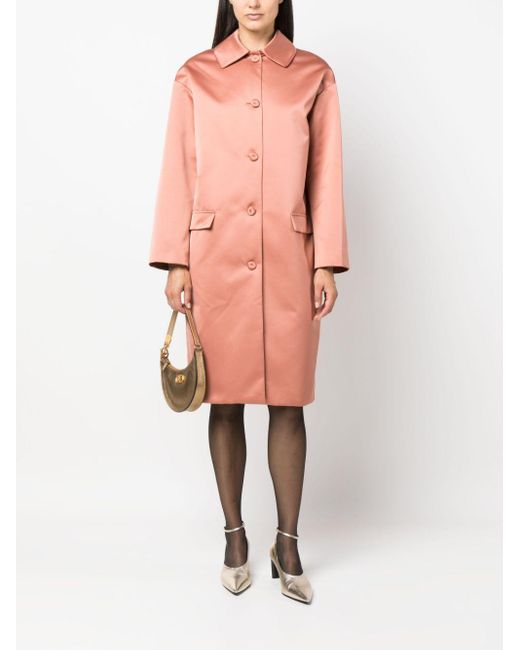 Rochas Pink Single-Breasted Satin Coat