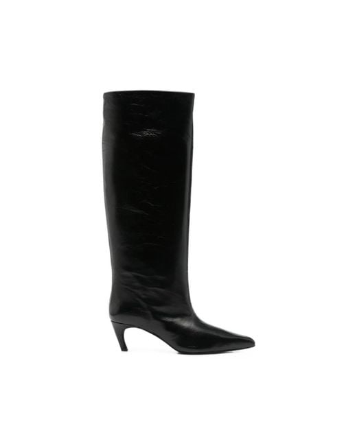 Poeve Black Pathos Pointed-Toe Knee-High Boots