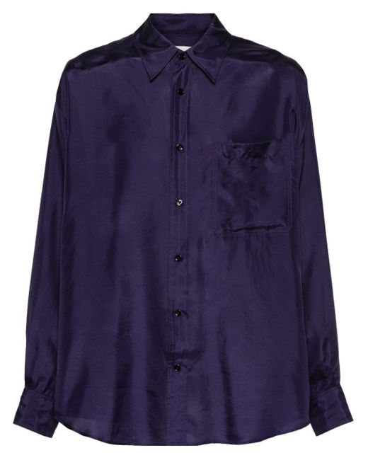 Lemaire Blue Satin Silk Shirt