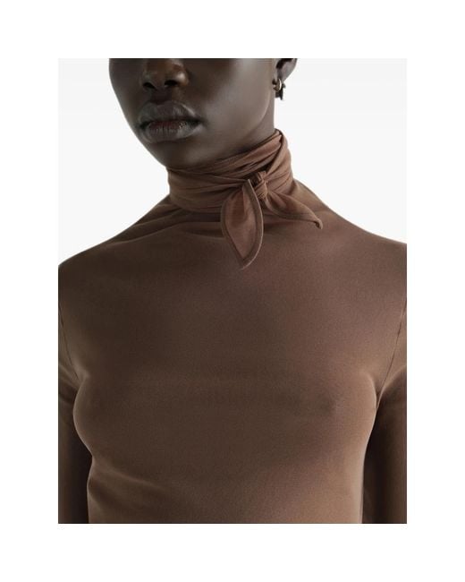 Lemaire Brown Cut-Out Pussy-Bow Top