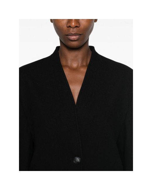 LE SULLY STUDIO Black Single-Breasted Collarless Coat