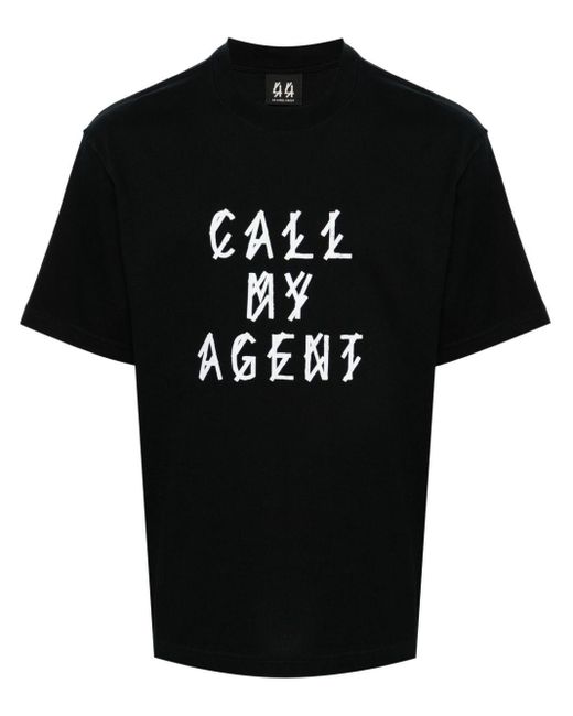 44 Label Group Black 16/1 Logo-Print Cotton T-Shirt for men