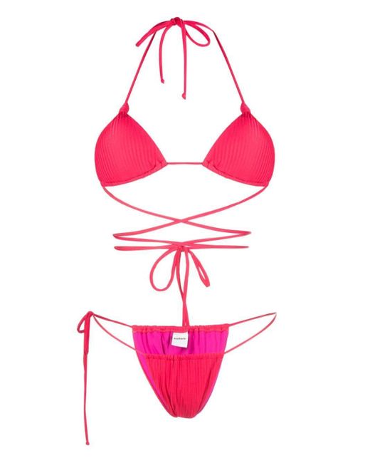 MATINEÉ Pink Strappy Ribbed Bikini