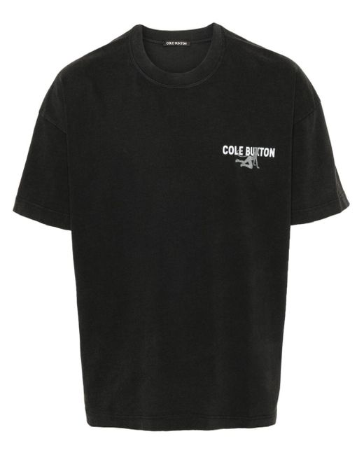 Cole Buxton Black Logo-Print Cotton T-Shirt for men
