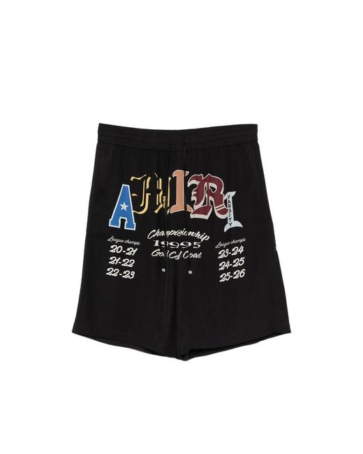 Amiri Black Graphic Drawstring Shorts for men