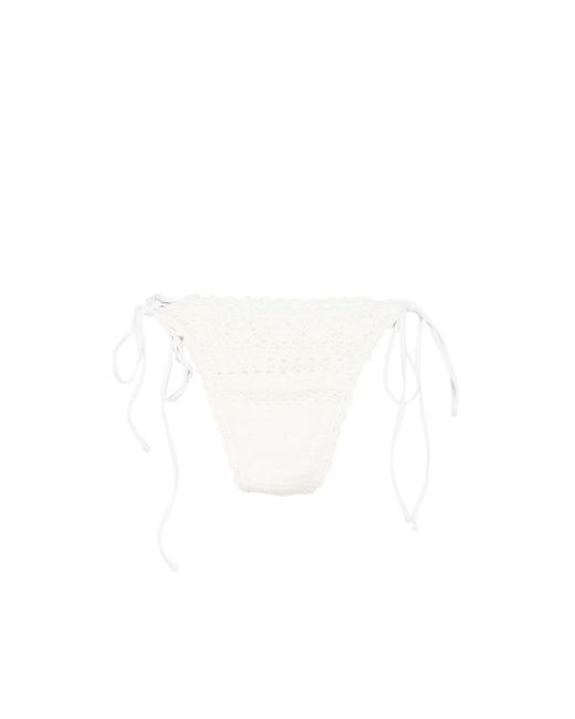 Frankie's Bikinis White X Jennie Mackenzie Crochet Bikini Bottoms