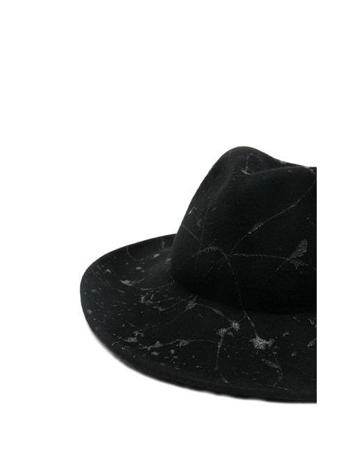 Yesey Black Crackle-Print Fedora Hat
