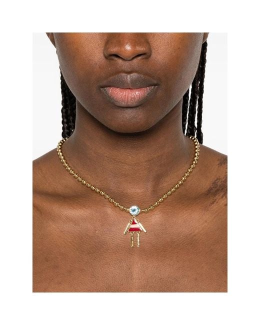 Vivetta Metallic Beaded-Charm Necklace
