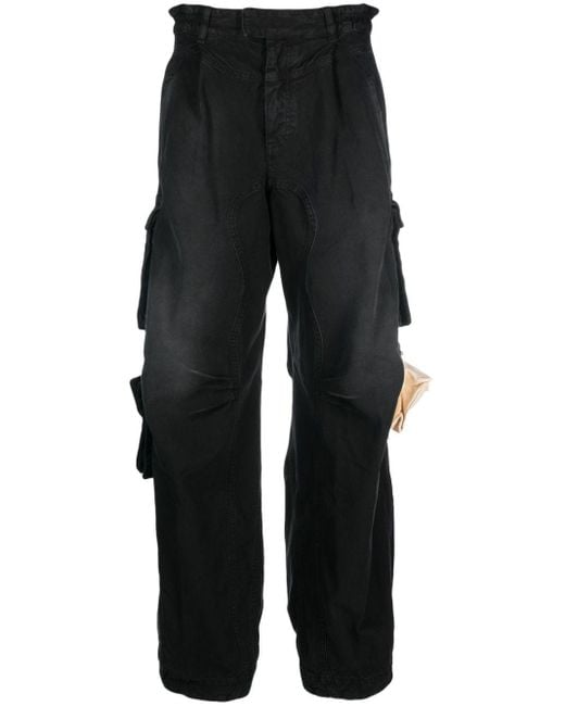 Ssheena Black Pleat-Detailing Cotton Straight-Leg Jeans
