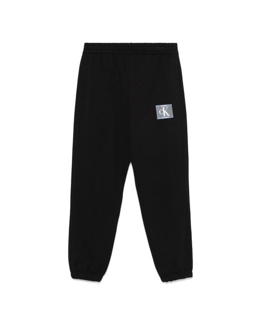 Calvin Klein Black Logo-Patch Track Pants for men