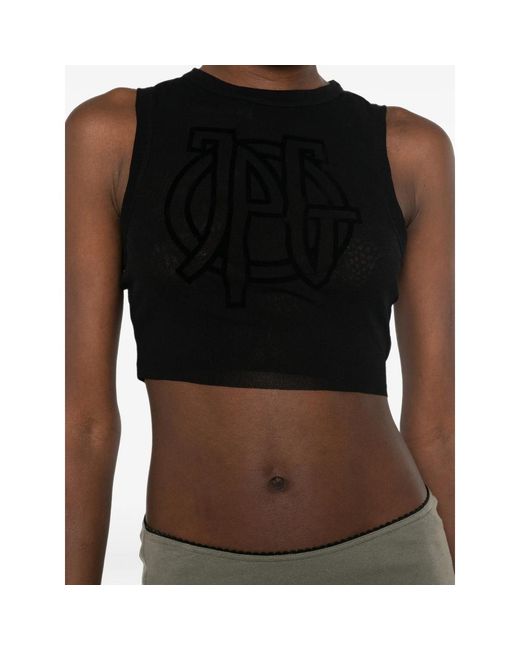 Jean Paul Gaultier Black Logo-Detail Cropped Top