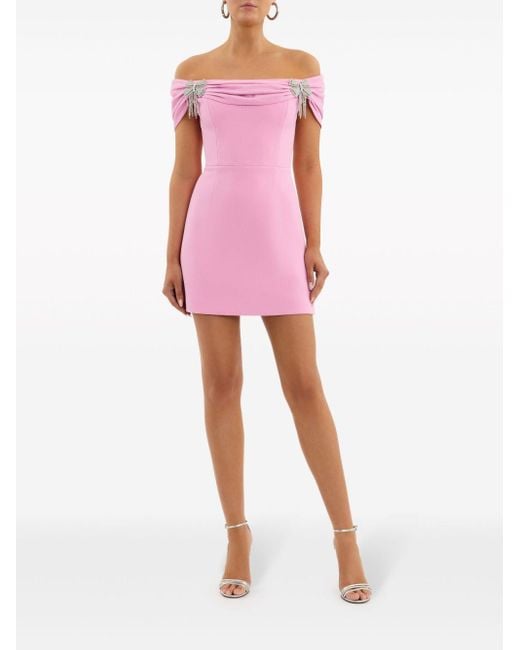 Rebecca Vallance Pink Odetta Bow-Embellished Mini Dress