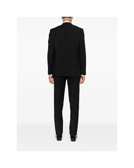Caruso Black Shawl-Lapel Single-Breasted Suit (Set Of Three) for men