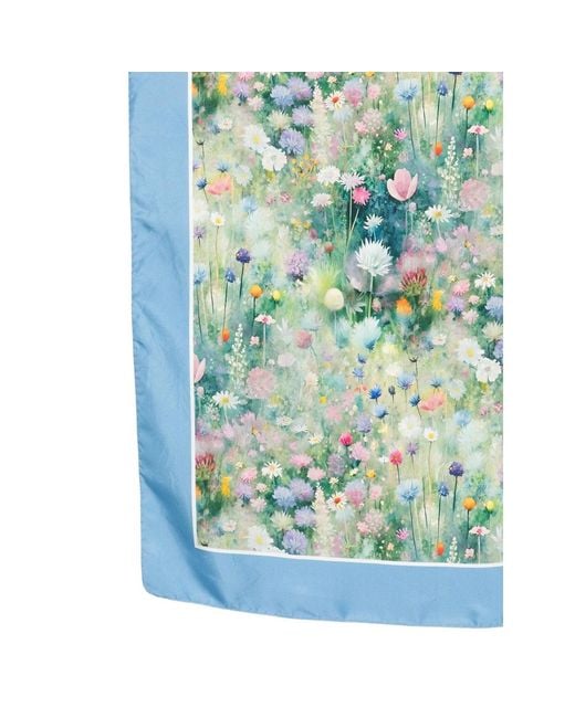 D'Aniello Blue Floral Print Scarf