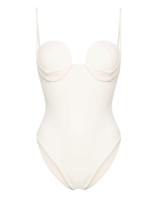 Magda Butrym White Bustier-style Swimsuit