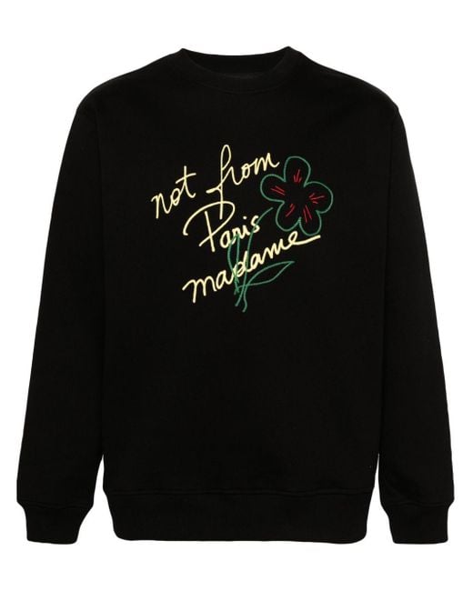 Drole de Monsieur Black Slogan-Print Cotton Sweatshirt for men
