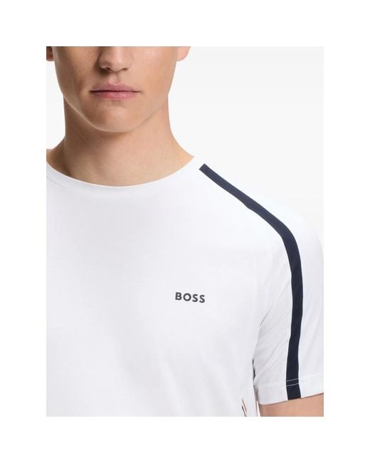 Boss White Logo-Print T-Shirt for men