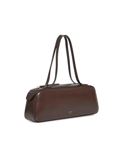 Khaite Brown Simona Crackle Patent Elongated Tote Bag