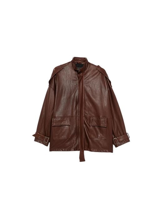 Giorgio Brato Brown Leather Zip-Up Jacket