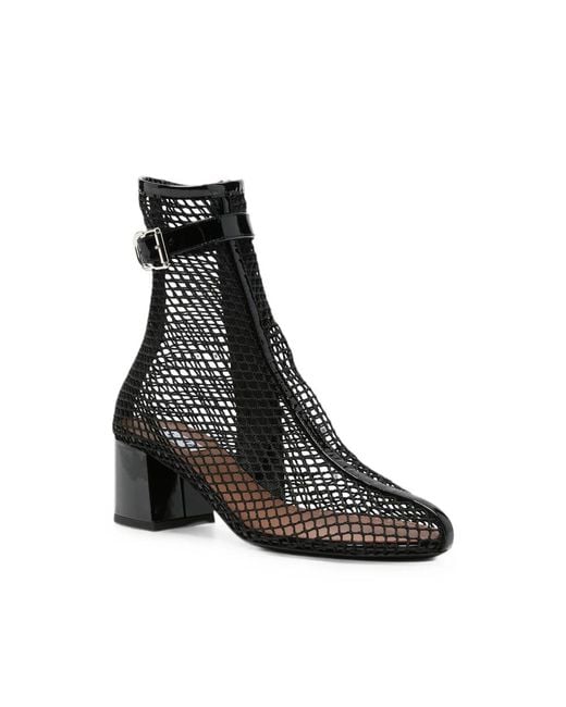 Alaïa Black Mesh Buckle-Strap Ankle Boots
