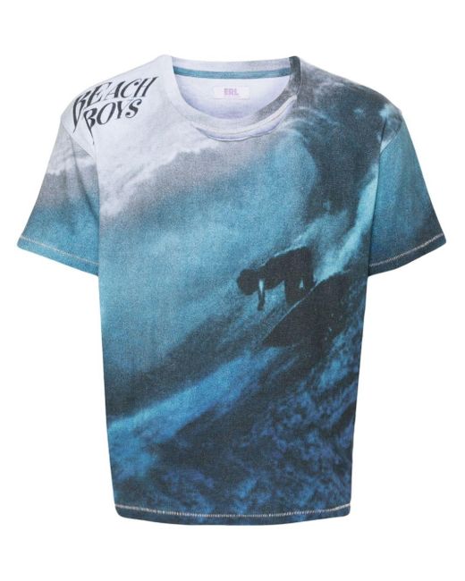 ERL Blue Surfer-Print T-Shirt for men