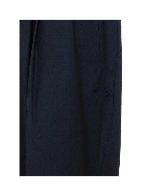 Y-3 Blue Drawstring Tapered Trousers for men