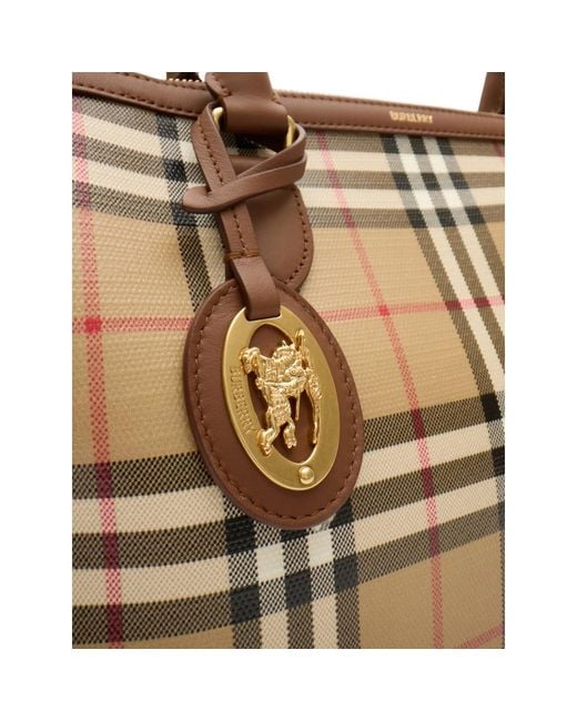 Burberry Metallic Small Check Zip Tote