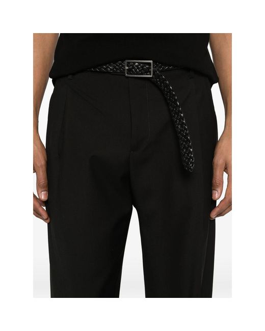 BRIGLIA Black Pleat Trousers for men