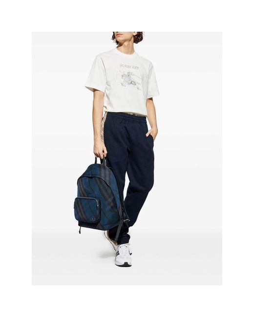 Burberry Blue Track Pants Cotton for men