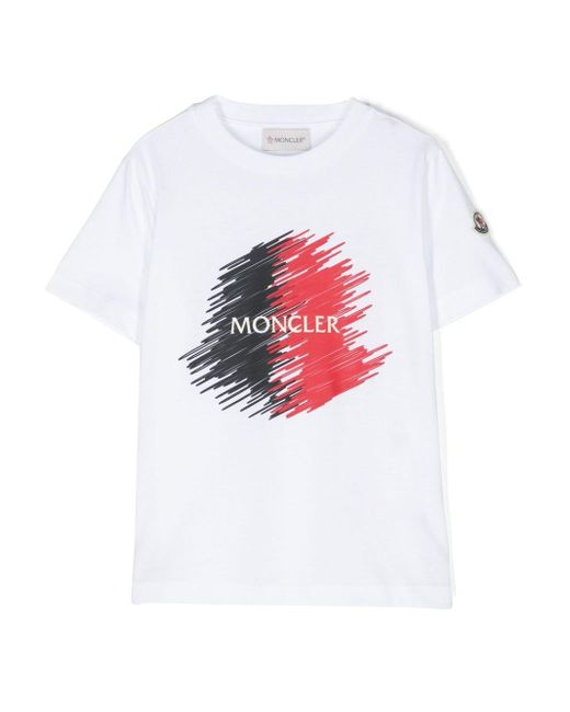 Moncler White Logo-Print Cotton T-Shirt