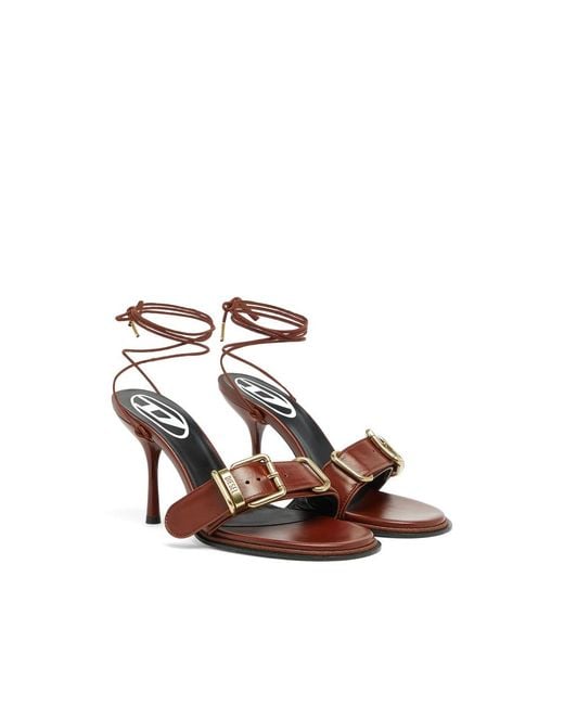 DIESEL Brown D-Cocco Ankle-Wrap Sandals