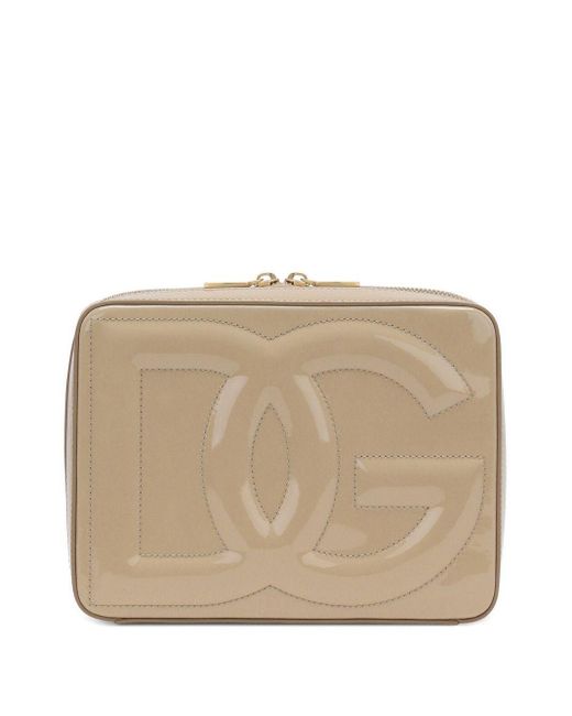 Dolce & Gabbana Natural Dg Logo Patent Leather Camera Bag