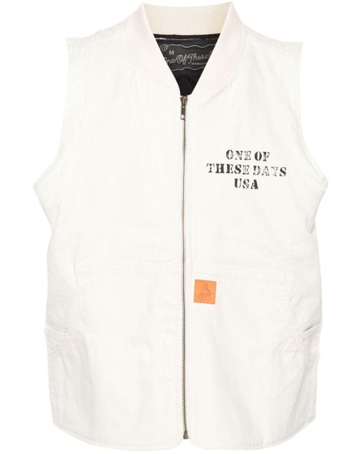 One Of These Days White Altamont Canvas Gilet for men