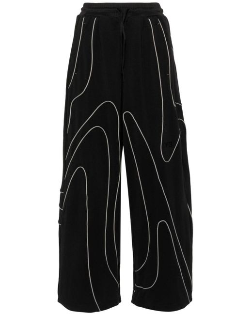 Y-3 Black Piping-Detail Jersey Trousers
