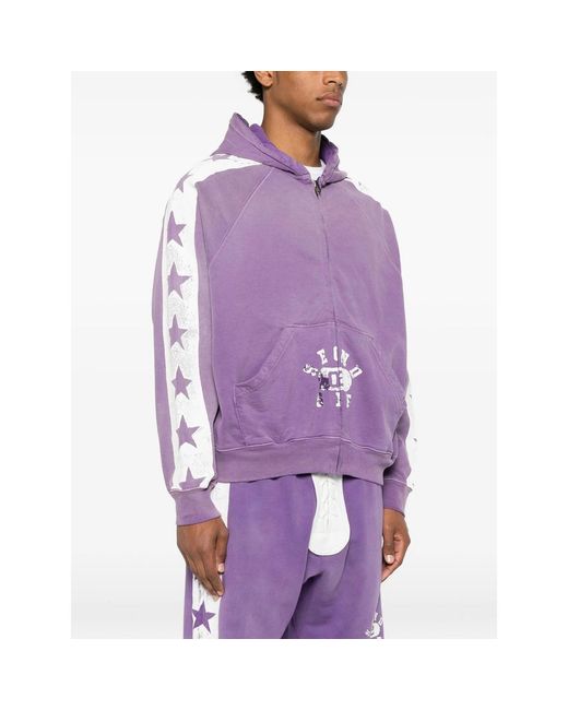 Secnd Slf Purple Star-Print Zip-Up Hoodie for men