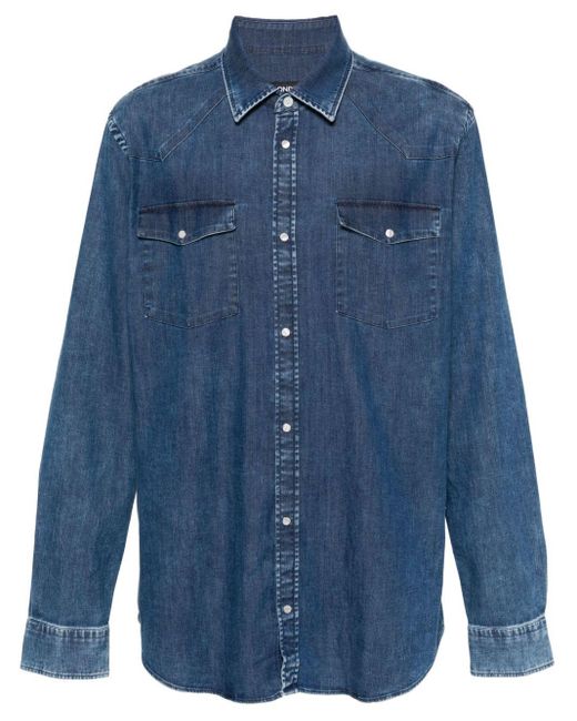 Dondup Blue Western-Style Denim Shirt for men