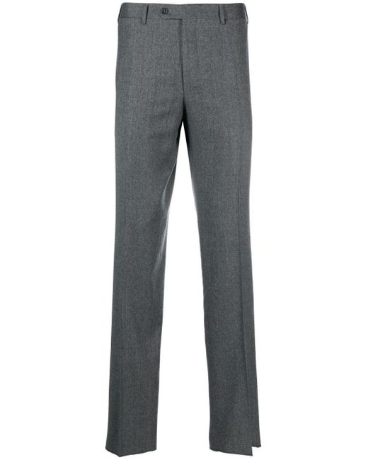 Canali Gray Tailored Wool Trousers for men