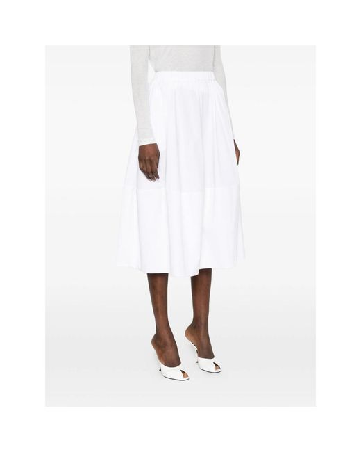 Co. White Elasticated-Waistband Midi Skirt