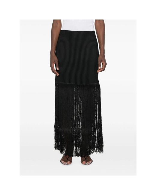 Alaïa Black Fringed Tube Skirt