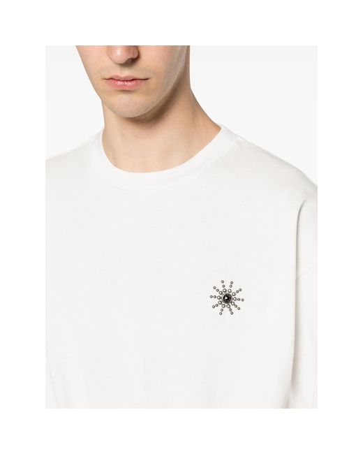 HTC White Studded-Embellishment T-Shirt for men