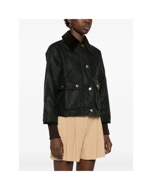 Barbour Black Beadnell Waxed Cropped Jacket