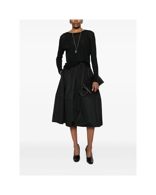Co. Black Bubble A-Line Midi Skirt
