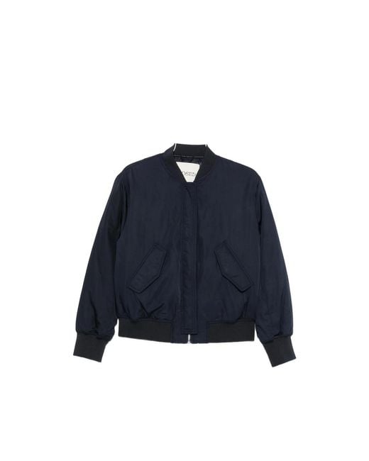 Closed Blue Logo-Patch Bomber Jacket