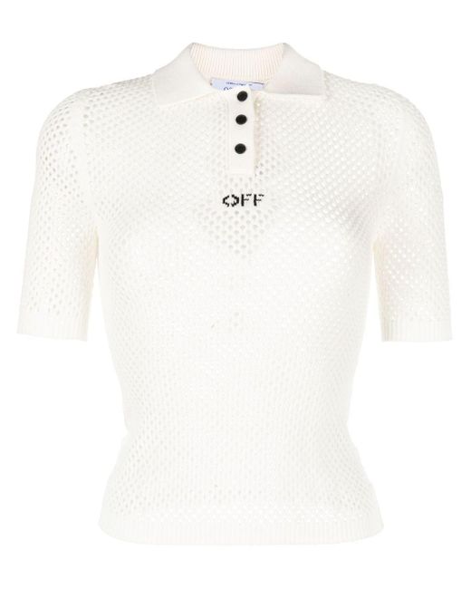 Off-White c/o Virgil Abloh White Logo-intarsia Open-knit Top