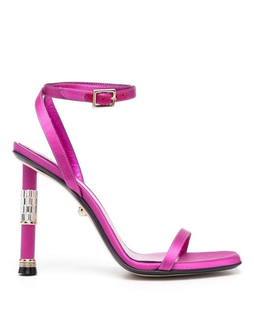 ALEVI Satin Letizia Crystal-embellished Sandals in Pink | Lyst UK
