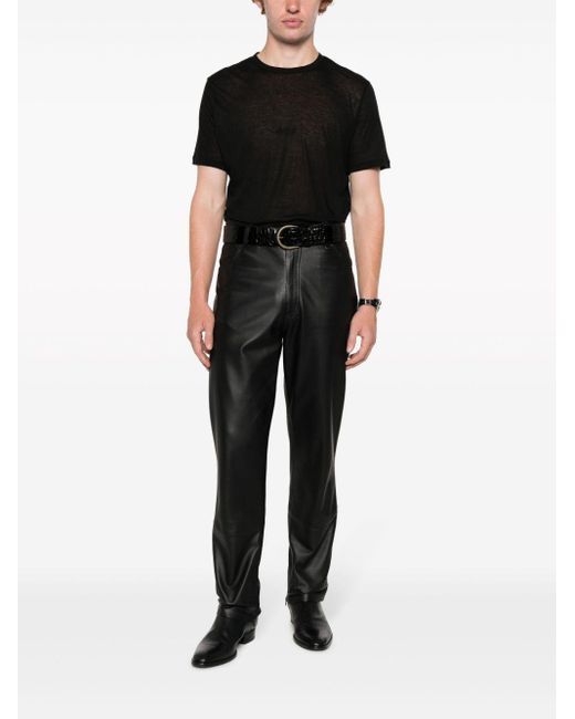 Saint Laurent Black Mélange-Effect Short-Sleeves T-Shirt for men