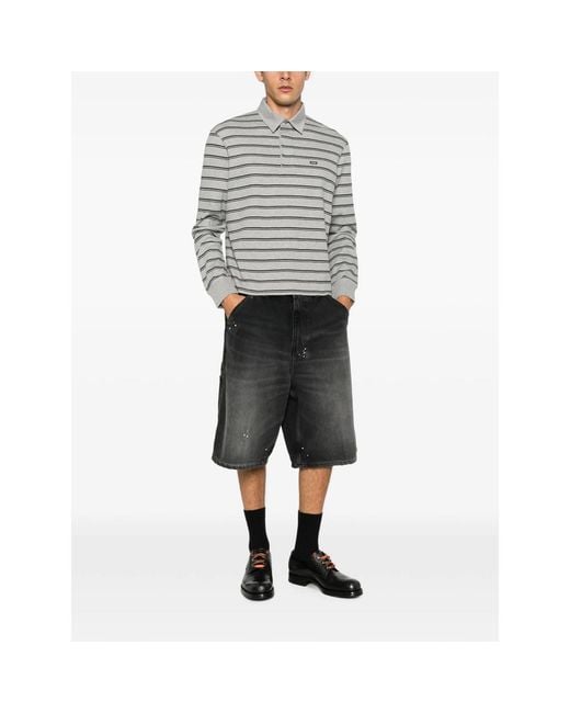 Vetements Gray Striped Long-Sleeve Polo Shirt for men