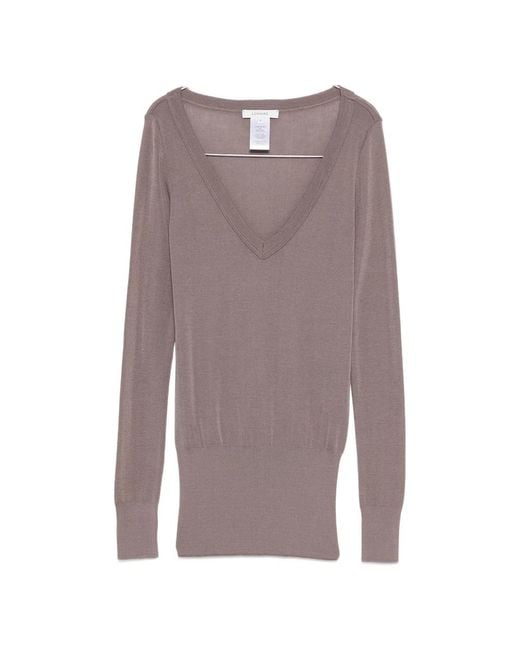 Lemaire Brown Long-Sleeve V-Neck Sweater