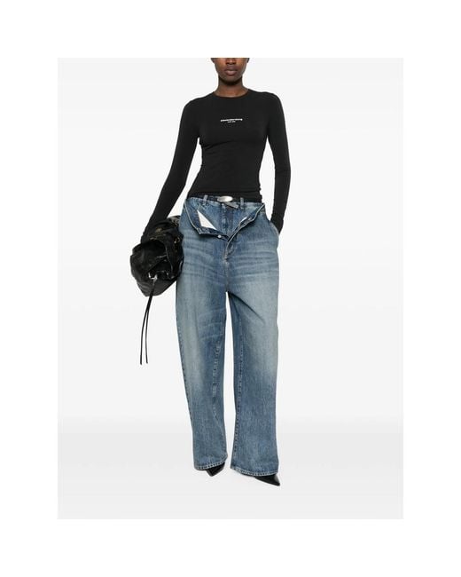 Alexander Wang Black Layered-Detail Ribbed-Knit Top
