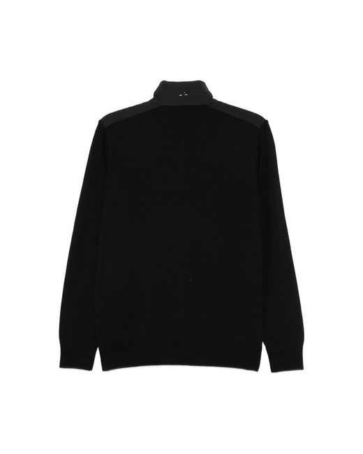 Paul & Shark Black High-Neck Wool Half-Zip Sweater for men